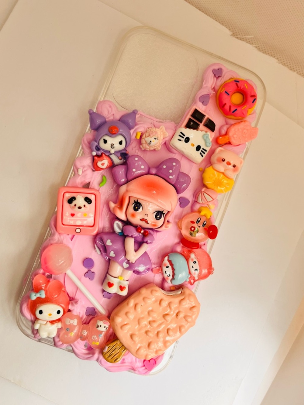 Handmade Cute Kawaii Girl ice cream 🍨 Character Phone Case with Pink Accents - Picture 3 of 10